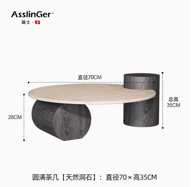 Stone Italian Side Table Nordic Natural Travertine Unique Wood Coffee Table Round Stone Designer Stolik Kawowy Home Furniture