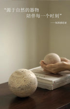 Wabi-Sabi Travertine Marble Sphere, Hand-Polished Natural Stone Ball Decor for Living Room, Entryway, office, Hotel Organic