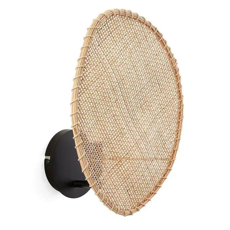 H5-Wabi Sabi Wall Lamp Japanese Room Decor Rattan Lamp Hand-woven Living Room Bedroom Beside Retro Study Corridor Aisle Light