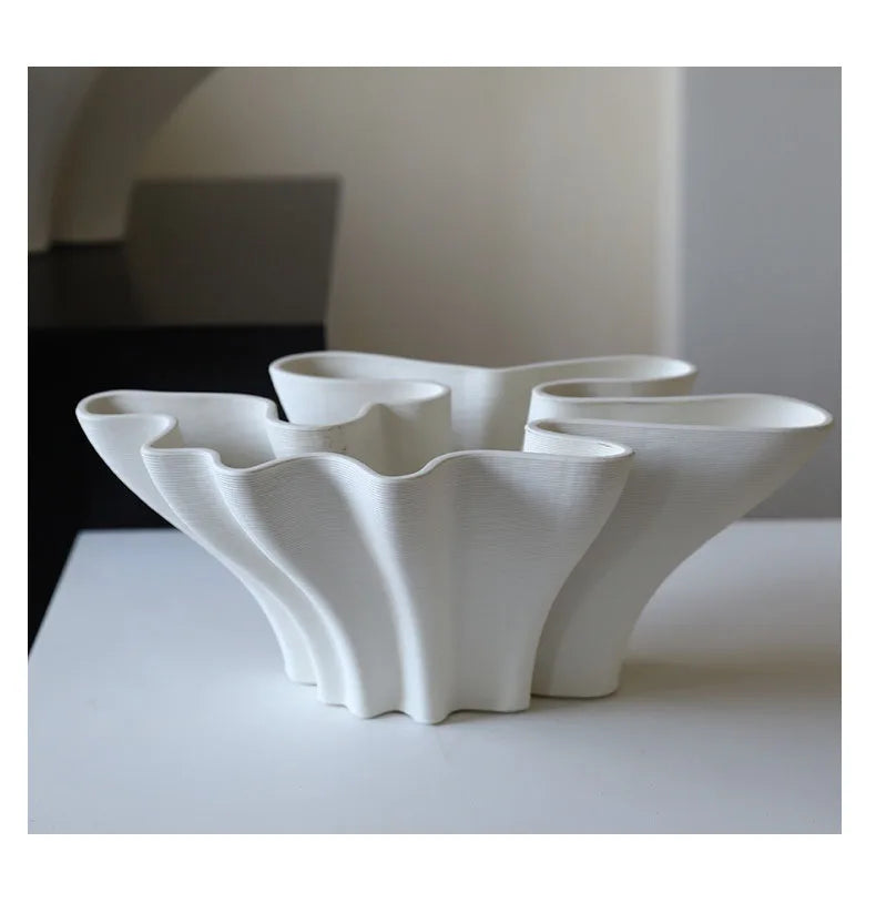 Floral Shaped Ceramic Vase Hydroponics Flower Pots Desk Decoration Flower Arrangement Modern Crafts Vases Room Aesthetic Decor