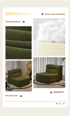 Retro Waffle Texture Chaise Lounge, Chenille Compression Sofa Single Seater, High Resilience & Durable, Modern Luxury Design