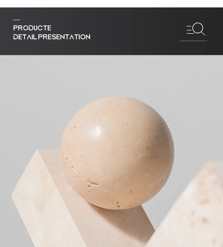 Organic Marble Sculpture in Yellow Travertine, Wabi Sabi Art Object for Shelf Decor, Window Display & Minimalist Home Statue