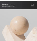 Organic Marble Sculpture in Yellow Travertine, Wabi Sabi Art Object for Shelf Decor, Window Display & Minimalist Home Statue