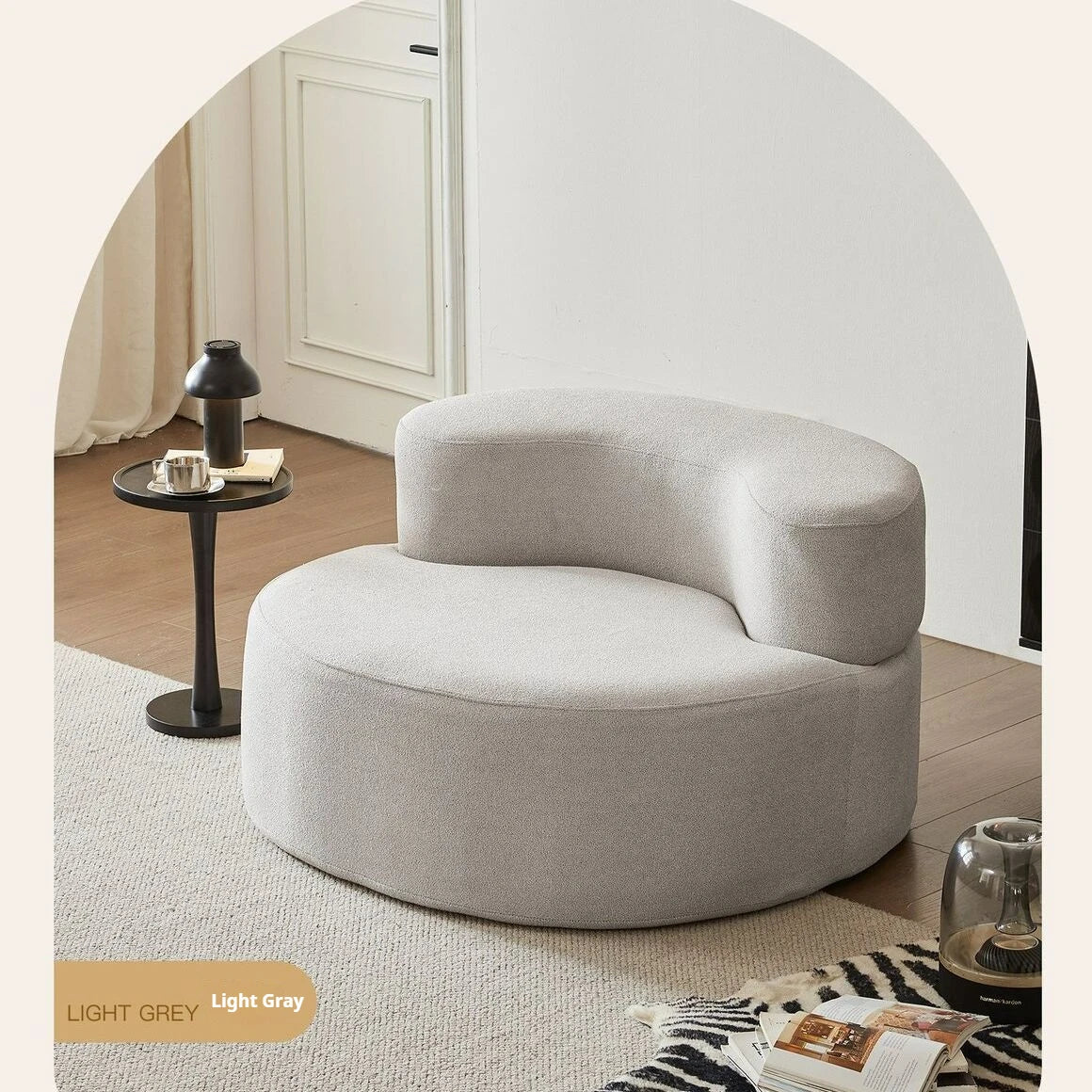 Fabric Sofa, Cashew Shape Compression Couch with High-Resilience Foam, Velvet Upholstery, Non-Deformation, Roll-Pack Design