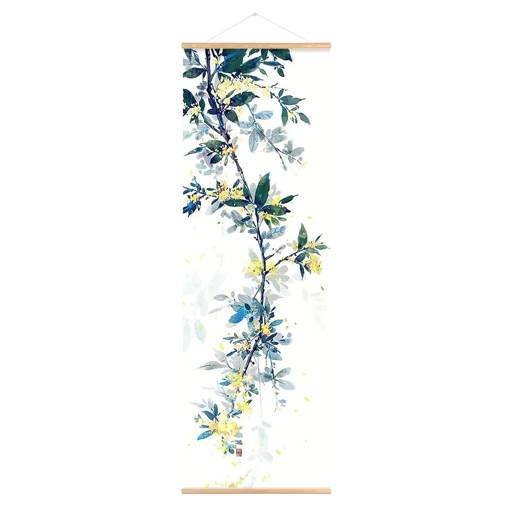 Chinese Plum Blossom Scroll Hanging Painting Canvas Art Flower Wall Painting Scroll Painting Living Room Home Decoration