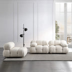 Cream Modular Sofa Set, Cat-Proof Teddy Fabric 3-Seater with Latex-Foam Fill, Imported Pine Frame, Nordic Retro Style