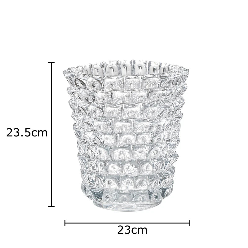 Creative Transparent Wrinkle Glass Vase Desk Decoration Flower Arrangement Hydroponics Flower Pots Floral Vases Modern Decor