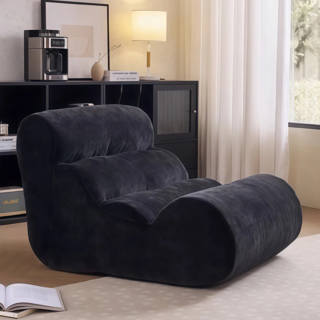Vacuum Compressed Caterpillar Chair, Mid-Century Hugging 3D Seat with 5-Zone Support, High-Elasticity Sherpa Foam, Small Space