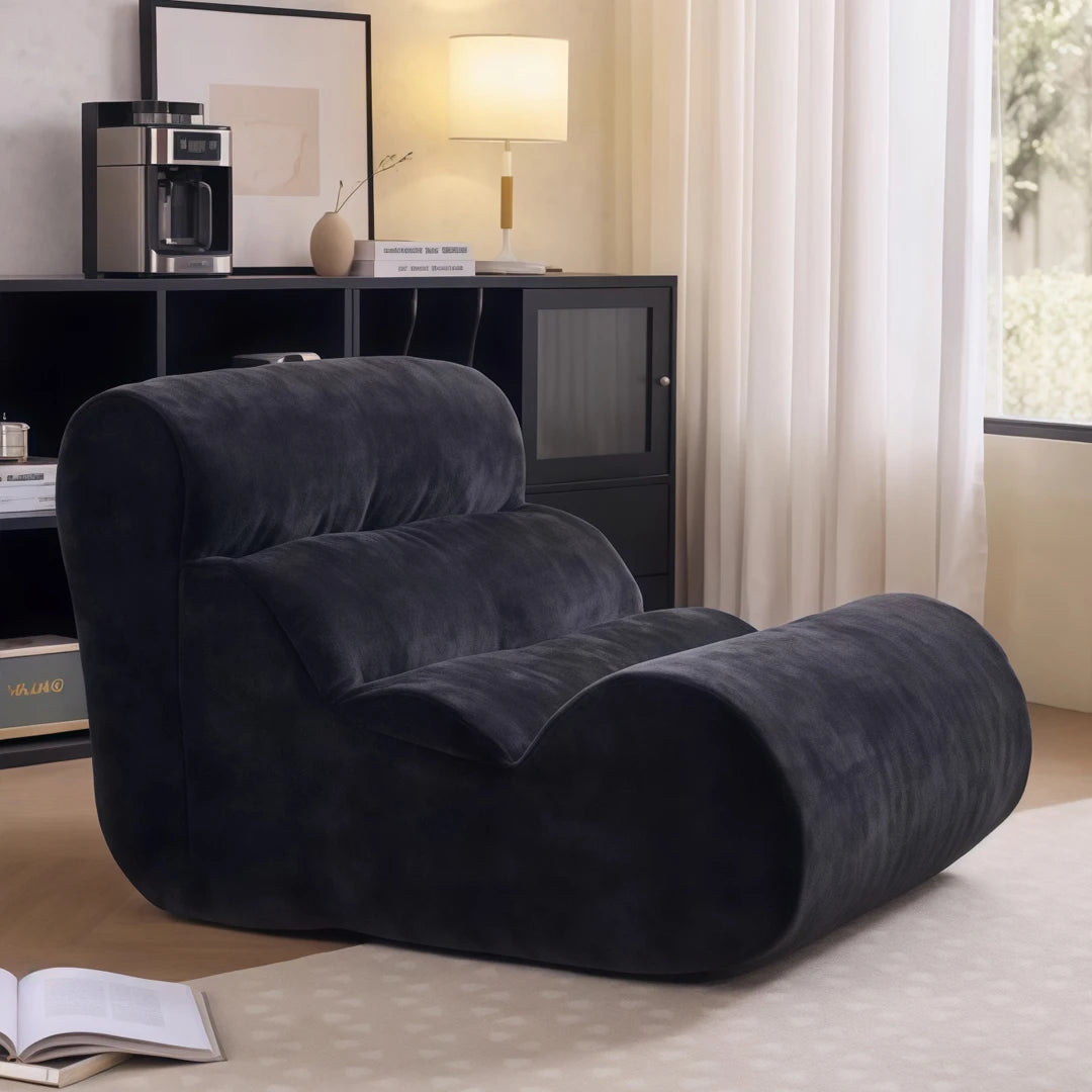 Vacuum Compressed Caterpillar Chair, Mid-Century Hugging 3D Seat with 5-Zone Support, High-Elasticity Sherpa Foam, Small Space