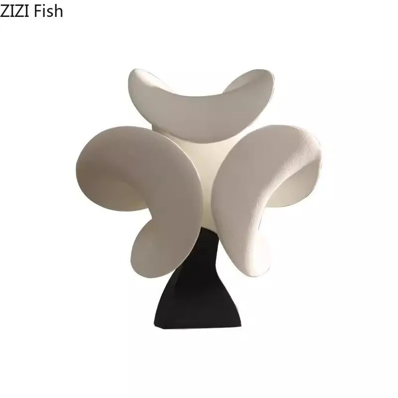 Abstract Flower Art Sculpture Ceramics Crafts Ornaments Desk Decoration White Flower Abstract Sculpture Room Aesthetic Decor