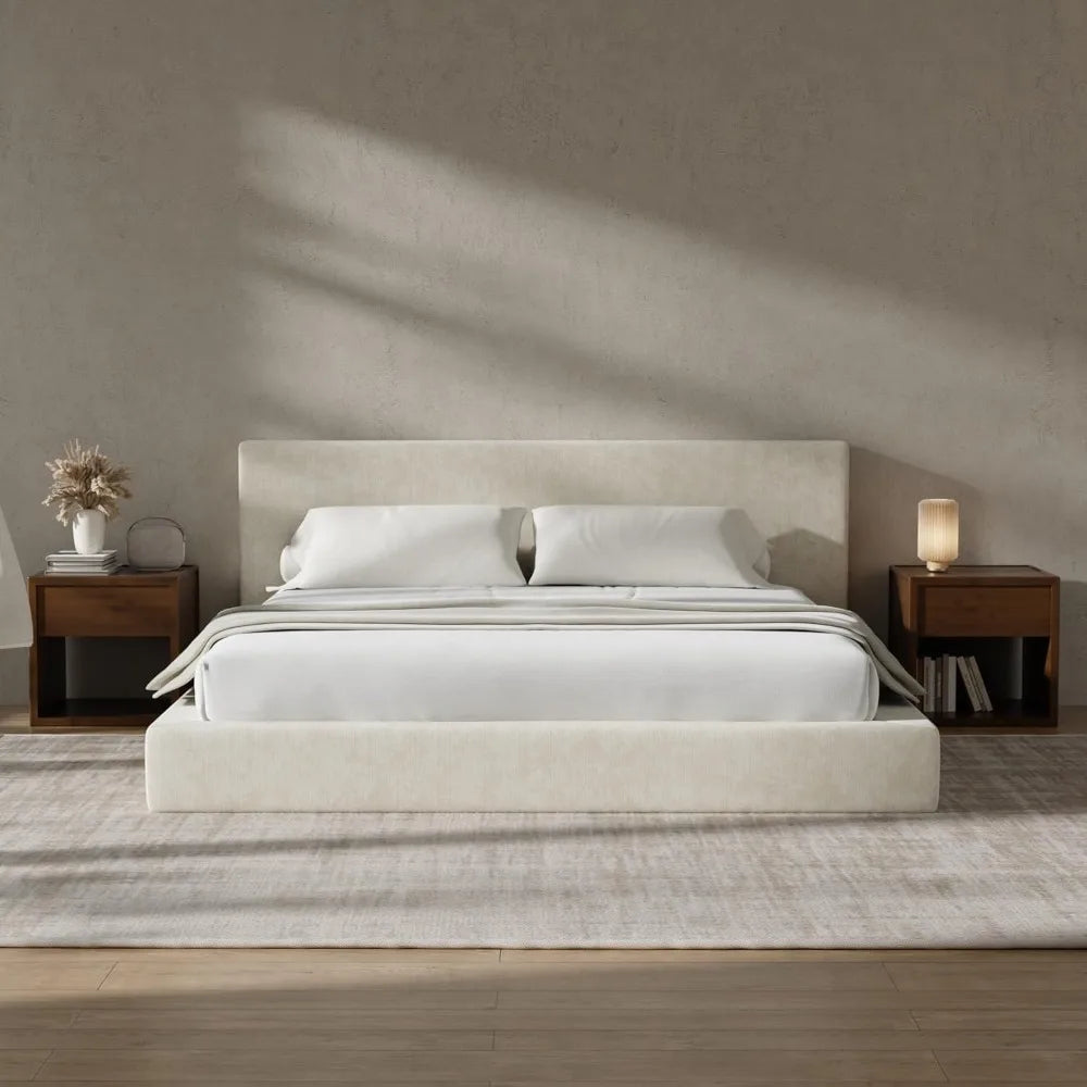 Cloud Upholstered  Bed Frame with Headboard, 5 Inch Foam Padded Platform, No Box Spring, Easy Assembly , Customized
