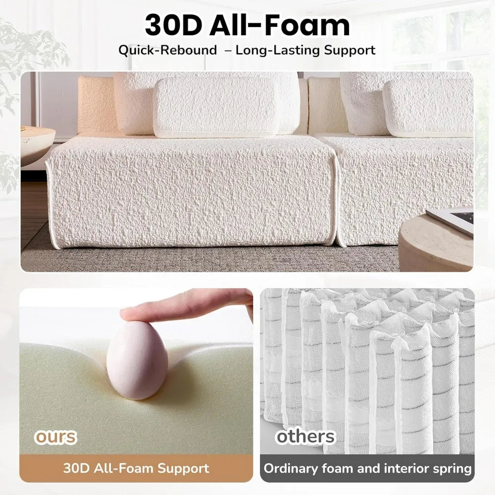 79‘’ Boneless Cloud Couch,Spacious Deep Seat Modular Sectional Sofa -Chenille Upholstered Couches for Living Room, Customized