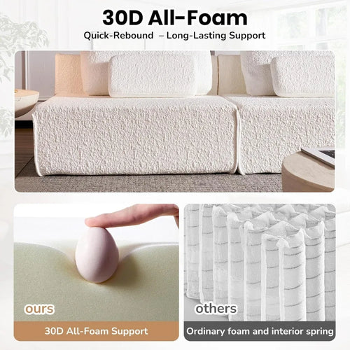 79‘’ Boneless Cloud Couch,Spacious Deep Seat Modular Sectional Sofa -Chenille Upholstered Couches for Living Room, Customized