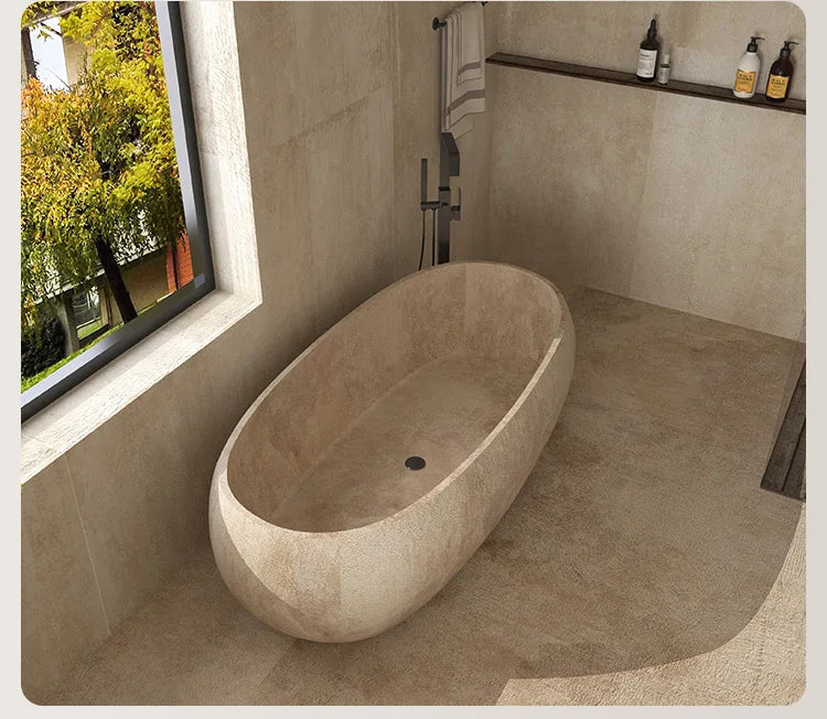 Any Size Custom Retro Oval Bathtub Compact Freestanding Soaking Tub Home Bathroom All Spaces Heat Retention Easy Clean Body Cont