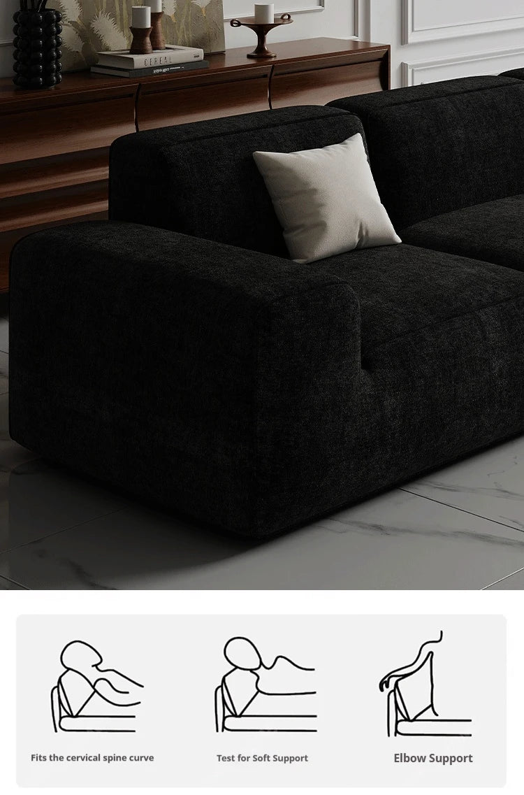 Frameless Tofu Block Sofa, Wabi-Sabi Chenille Fabric with 5-Zone Support, Heavy-Duty & High-Density Foam, Minimalist Design
