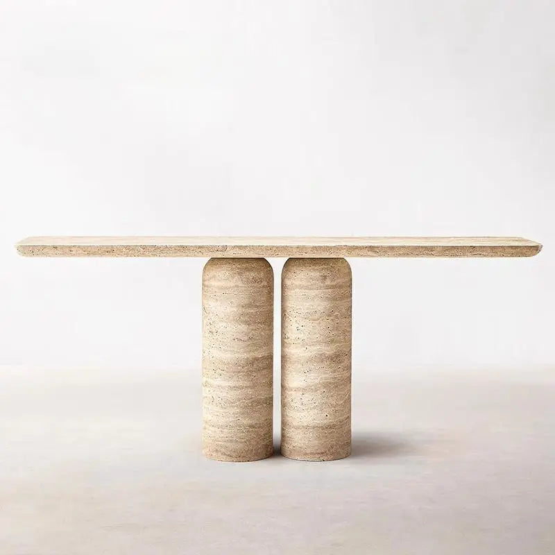 Any Size Custom Italian Travertine Entryway Console Luxury Wall Mounted Hall Table Villa Heat Scratch Resistant Anti Bacterial S
