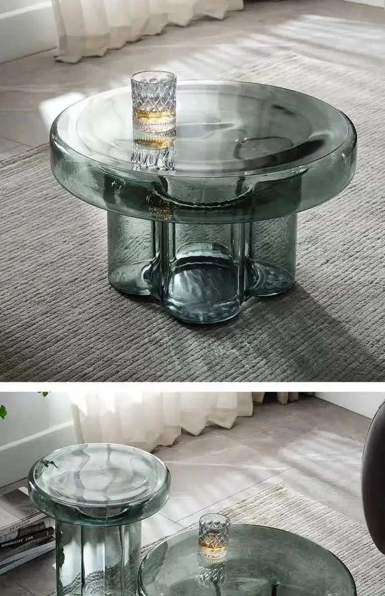 Nordic Light Luxury Glass Coffee Table Creative Petal Shape Living Room Combination Coffee Table Modern Creative Furniture