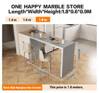 Quartz Stone Breakfast Bar, Kitchen Island with Dining Table & Cabinet, Stain Resistant & High Hardness, Custom Modern Design