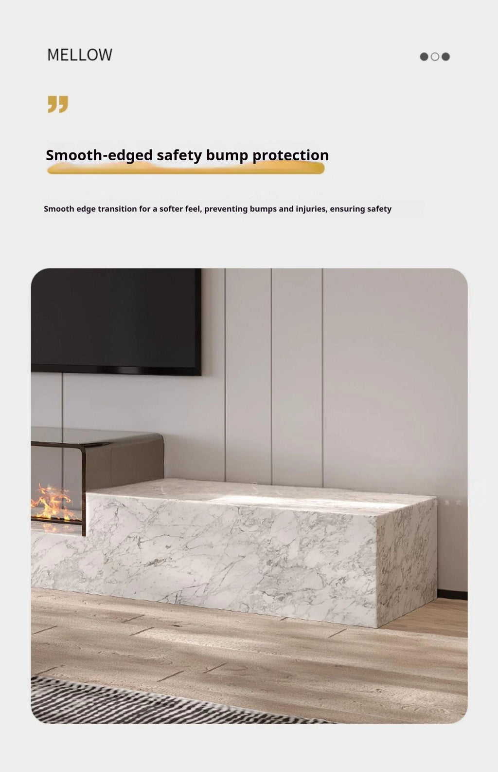 Any Size Custom Italian Luxury Stone TV Console Modern Entertainment Wall Fireplace Waterproof Scratch Proof EO Certified Living