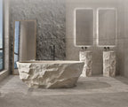 Any Size Custom Zen Inspired Stone Look Bathtub Compact One Piece Freestanding Tub Mansion Bathroom Heat Retaining Easy Clean Bo