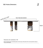 Natural Marble Dining Table with Walnut Base, Minimalist Luxury Villa Long Table, Eco-Friendly & Moisture-Proof, Customizable