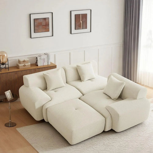 Deep Seat Corduroy Modular Sectional Sofa