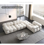 Cream Modular Sofa Set, Cat-Proof Teddy Fabric 3-Seater with Latex-Foam Fill, Imported Pine Frame, Nordic Retro Style