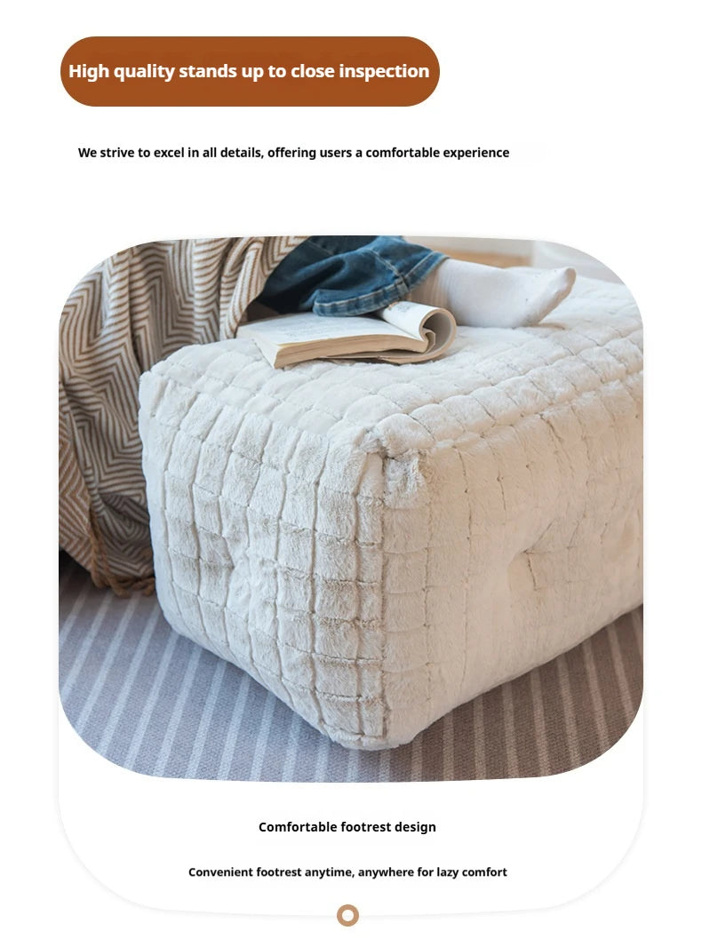 Italian Faux Rabbit Fur Bean Bag Chair, Adjustable Lounge Sac for Living Room & Bedroom, Mixed Filling & Ergonomic, White