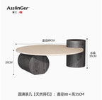 Stone Italian Side Table Nordic Natural Travertine Unique Wood Coffee Table Round Stone Designer Stolik Kawowy Home Furniture