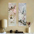Chinese Style Ink Art Poster Bird Flowers Wall Art Canvas Painting Home Decor Pictures Living Room Poster with Hanging Frame