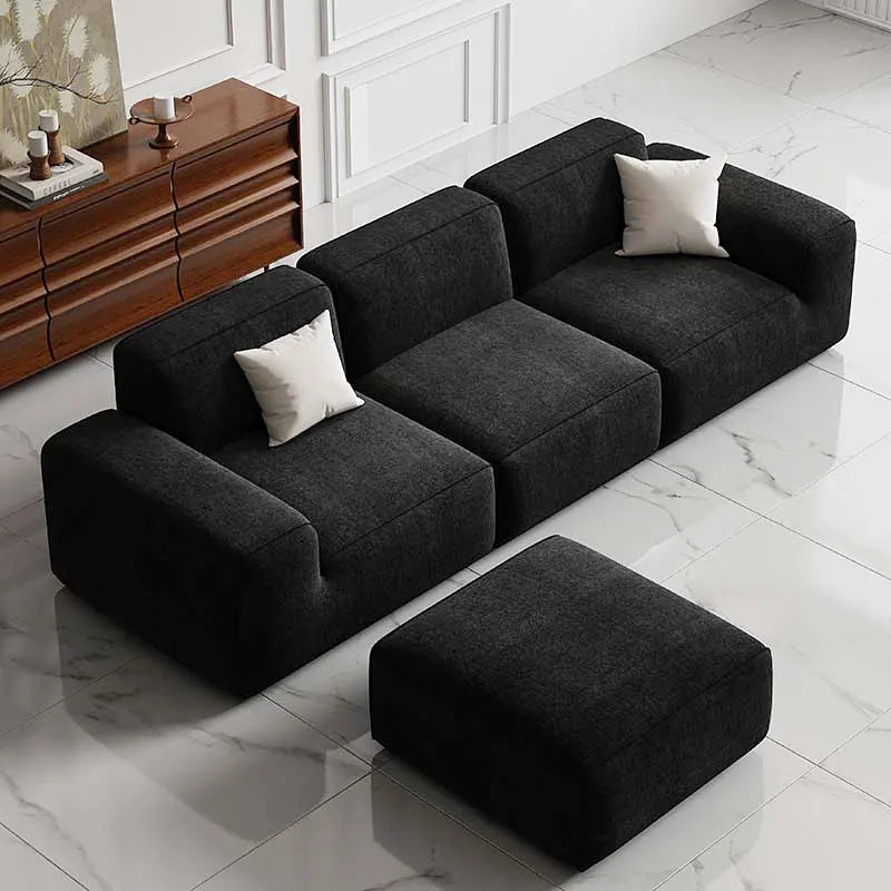 Frameless Tofu Block Sofa, Wabi-Sabi Chenille Fabric with 5-Zone Support, Heavy-Duty & High-Density Foam, Minimalist Design