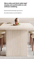 Luxury Travertine Pattern Stone Dining Table, Cream Mid-Century Style for Small Space, Stain & Heat Resistant, Customizable