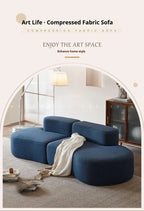Fabric Sofa, Cashew Shape Compression Couch with High-Resilience Foam, Velvet Upholstery, Non-Deformation, Roll-Pack Design