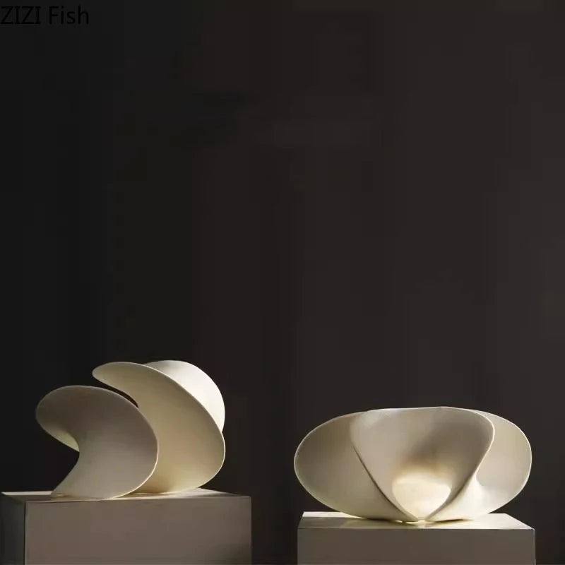 Abstract Flower Art Sculpture Ceramics Crafts Ornaments Desk Decoration White Flower Abstract Sculpture Room Aesthetic Decor