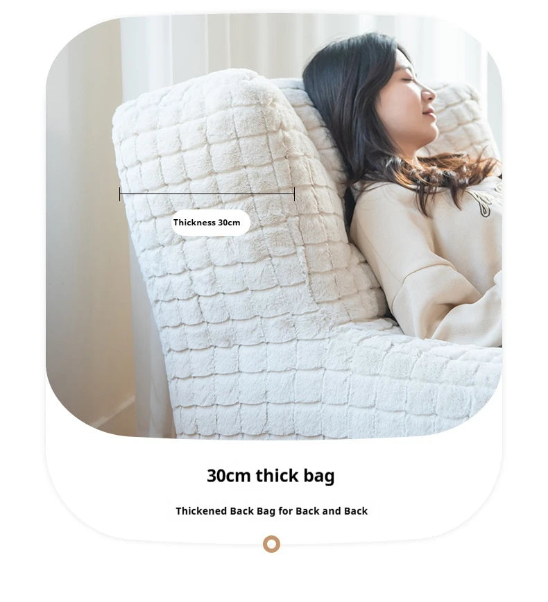 Italian Faux Rabbit Fur Bean Bag Chair, Adjustable Lounge Sac for Living Room & Bedroom, Mixed Filling & Ergonomic, White