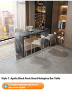 Quartz Stone Breakfast Bar, Kitchen Island with Dining Table & Cabinet, Stain Resistant & High Hardness, Custom Modern Design