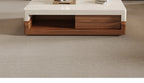 Any Size Custom Walnut Travertine Coffee Table Luxury Artisan Minimalist Heat Scratch Resistant Mansion Living Room Furniture