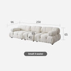 Cream Modular Sofa Set, Cat-Proof Teddy Fabric 3-Seater with Latex-Foam Fill, Imported Pine Frame, Nordic Retro Style