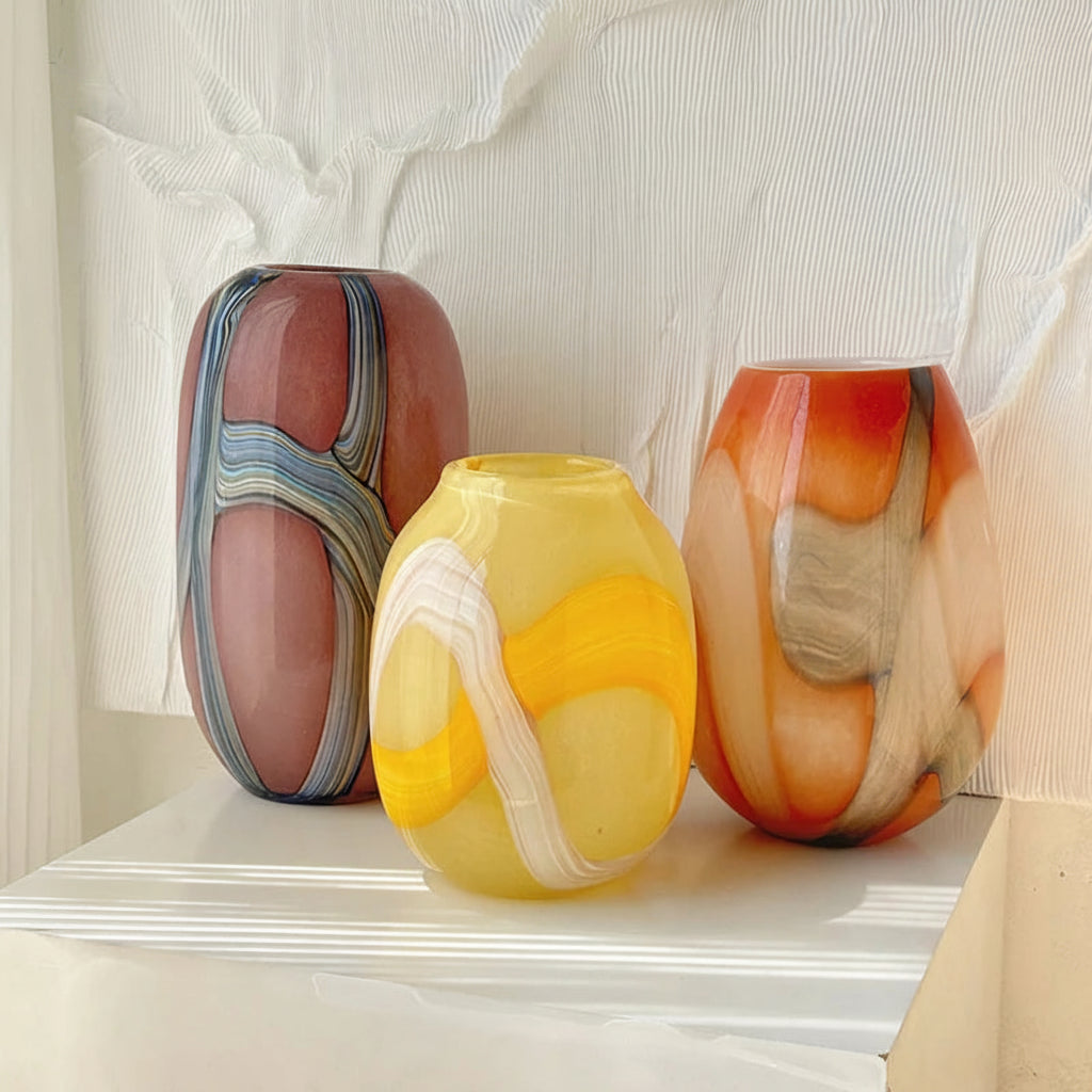 Colorful Marbled Glass Vase