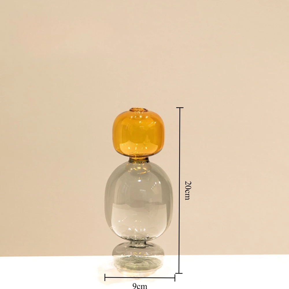 Minimalist Colored Glass Creative Double-layer Glass Transparent Vase Desktop Soft Decoration Hydroponics Vase Home Decoration
