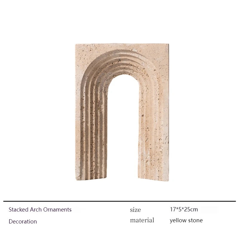 Organic Marble Sculpture in Yellow Travertine, Wabi Sabi Art Object for Shelf Decor, Window Display & Minimalist Home Statue
