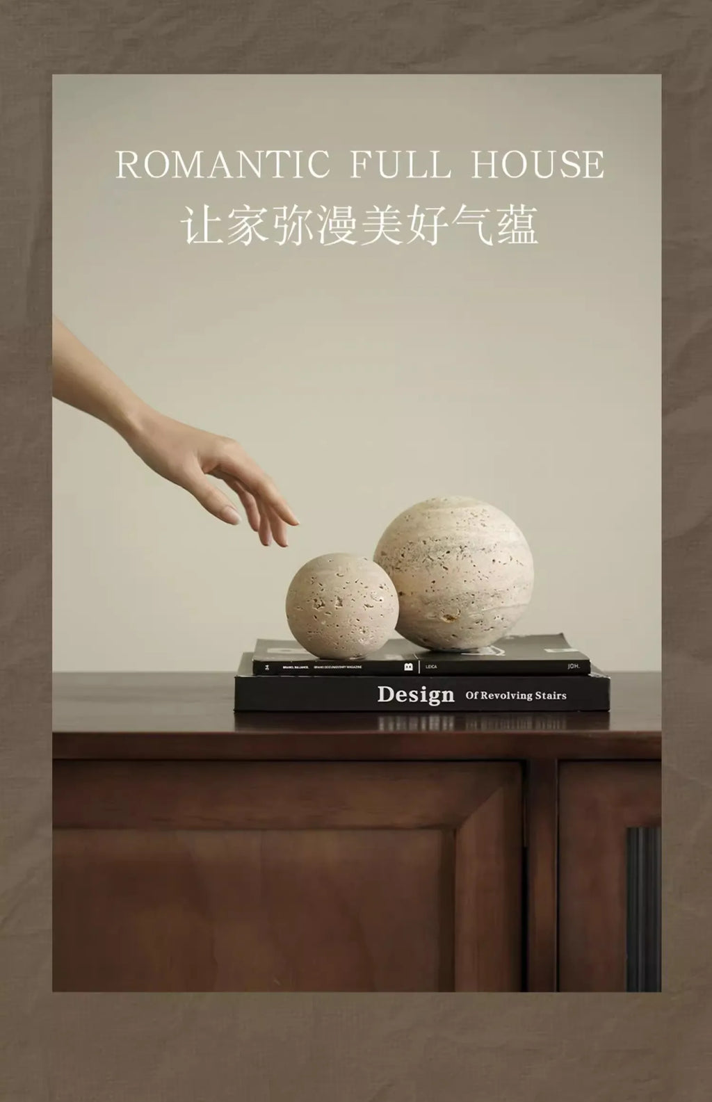 Wabi-Sabi Travertine Marble Sphere, Hand-Polished Natural Stone Ball Decor for Living Room, Entryway, office, Hotel Organic