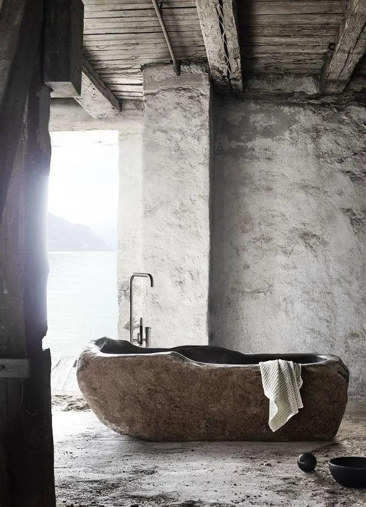 Nordic Luxury Marble Bathtub, Round One-Piece Freestanding Tub for Villa, Heat Retention & Easy Clean, Body Contour, Customizabl