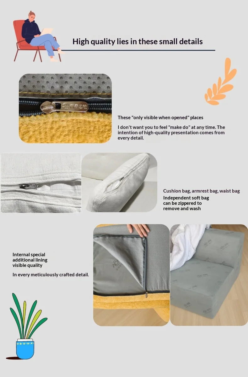 Any Size Custom Compressed Lazy Sofa Flannel Removable Washable Modular Light Easy Move Living Room Bedroom Comfortable Lounge