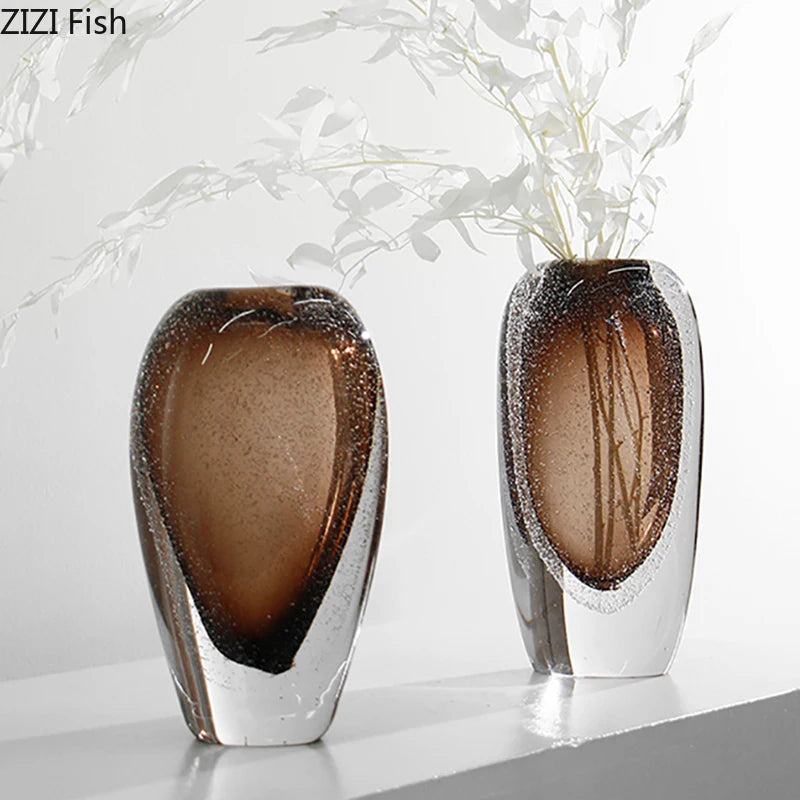 Double-layer Bubble Glass Vase Hydroponics Plant Pots Table Decoration Flower Arrangement Floral Vases Room Aesthetic Decor