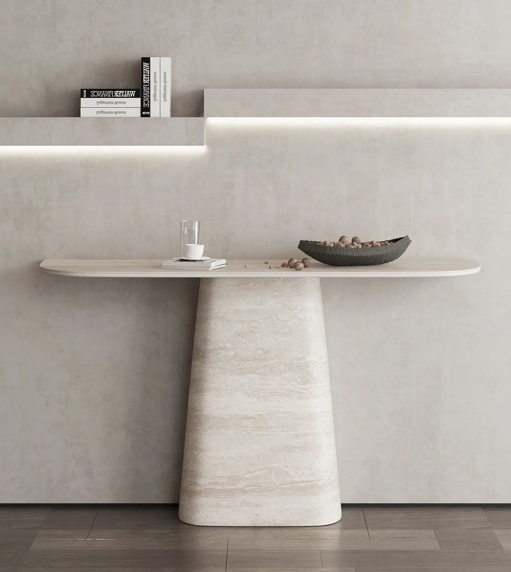 Any Size Custom Travertine Pattern Entryway Console Table Coffee Table Luxury Minimalist Living Room Side Accent Table Furniture