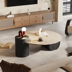 Stone Italian Side Table Nordic Natural Travertine Unique Wood Coffee Table Round Stone Designer Stolik Kawowy Home Furniture