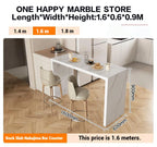Quartz Stone Breakfast Bar, Kitchen Island with Dining Table & Cabinet, Stain Resistant & High Hardness, Custom Modern Design
