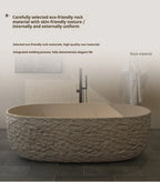 Wabi-Sabi Stone Texture Bathtub, One-Piece Artificial Stone Tub for Home , Heat Retention&Easy Clean, Body Contour, Customizable