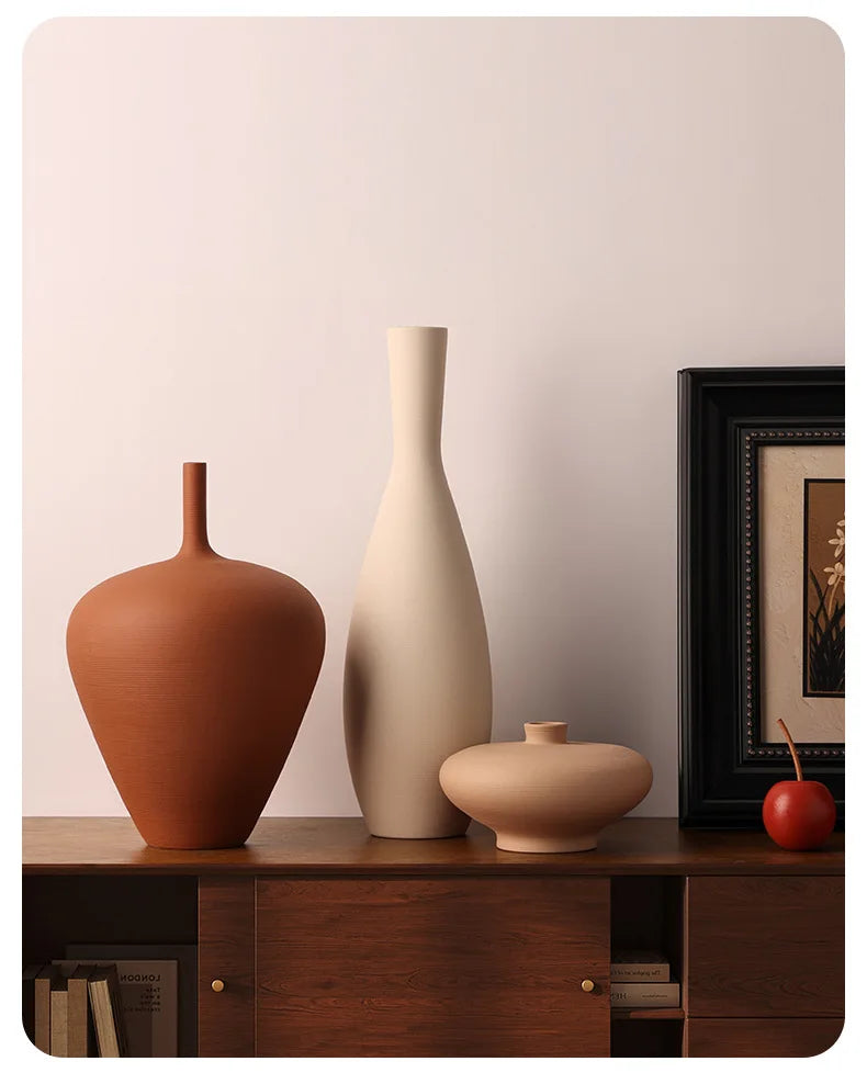 Minimalist Brushed Frosted Ceramic Vase Plant Pots Table Decoration Flowers Arrangement Floral Vases Room Aesthetic Decor